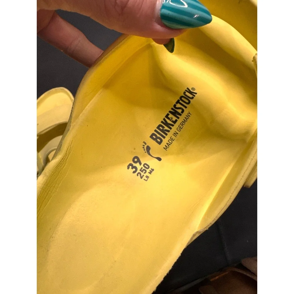 Birkenstock Arizona EVA Neon Yellow Sandals Slides Women 39 L8 M6 Waterproof - Picture 3 of 5